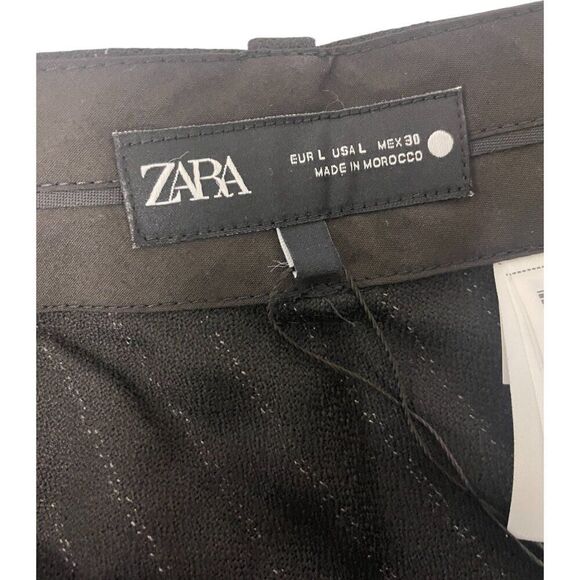 Zara Womens Midi Skirt Large L Black Pinstriped handkerchief Asymmetric High Low - Picture 4 of 8